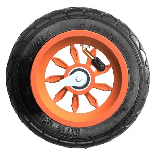 Roue complète 6 pouces 1/4 orange - jante 9SB RS et pneu