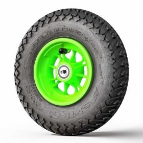 Roue 12 rayons verte avec pneu MAJOR GRIP 12SG-MG